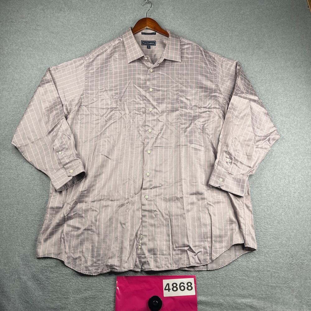 Paul Fredrick Shirt Pink Check Casual Button Up Long Sleeve Mens 20